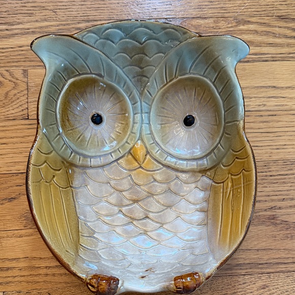 Ceramic Owl Dish Art - Green and Brown - Picture 12 of 13
